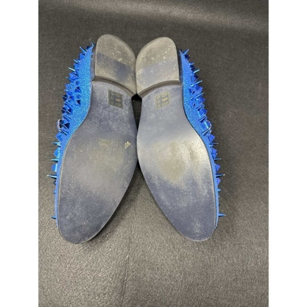 Bolano Mens Blue Spiked Loafers Glitter Studded Slip On Dress Shoes Size 10.5 - Picture 5 of 6